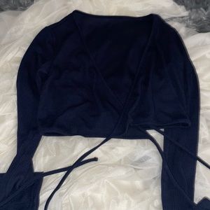 Navy blue wrap around crop top